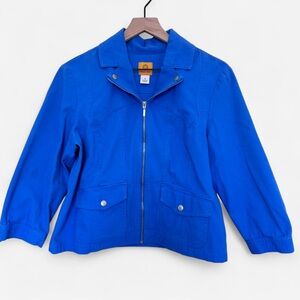 Ruby Rd. Cropped Relaxed Fit Blue Denim Jean Jacket Size 14